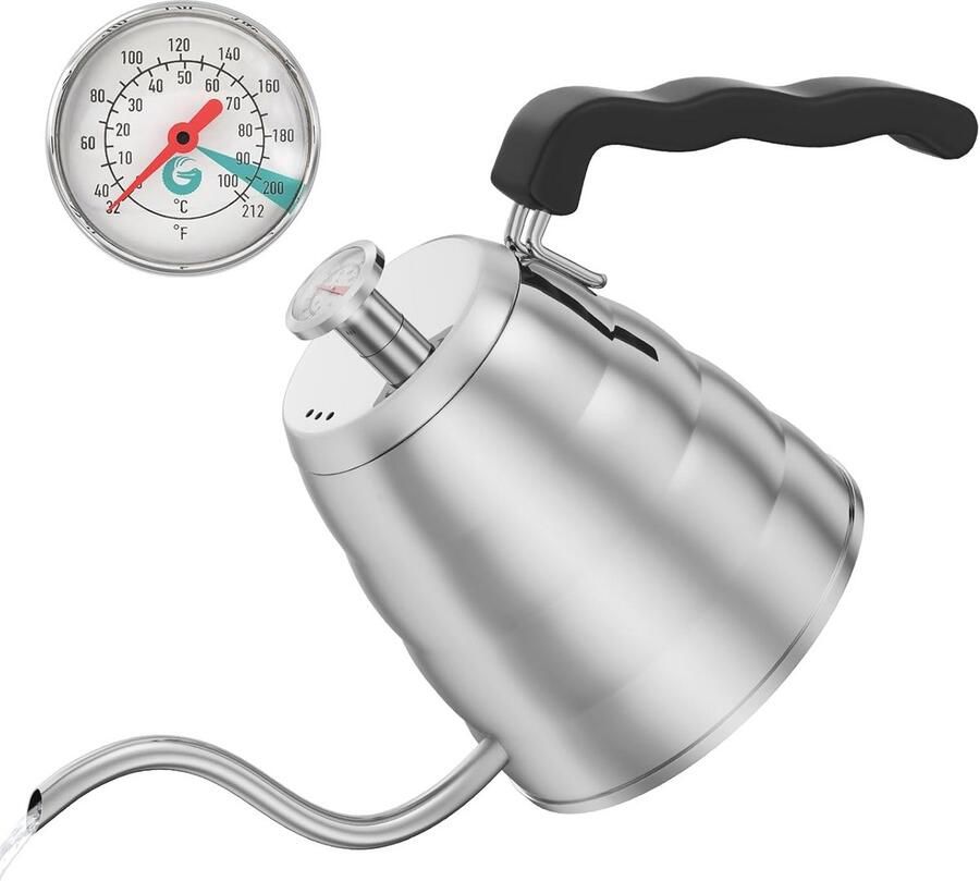 Zwanenhals Waterkoker met Thermometer 40 oz Roestvrij Staal
