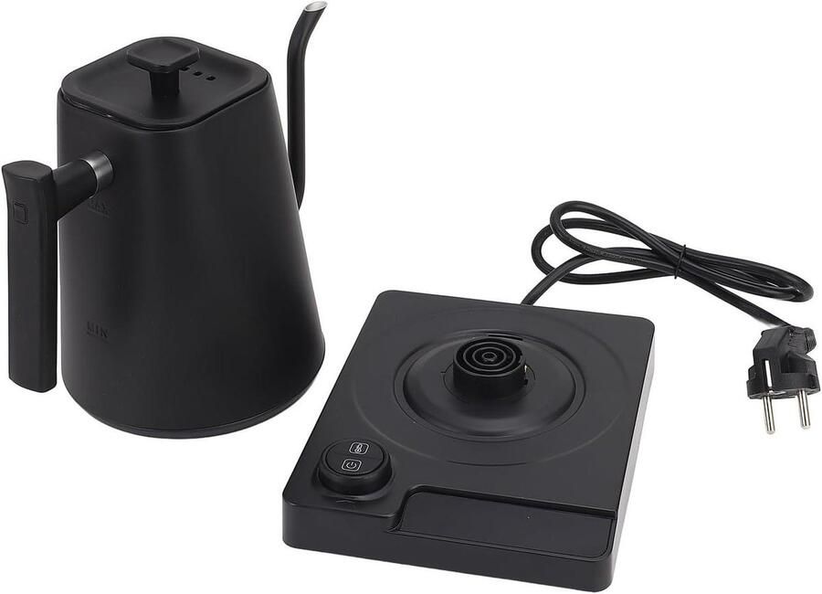Zwanenhals Waterkoker Overschot Ketel Koffie Zetten Temperatuurregeling LED 1000 ml Mat Zwart