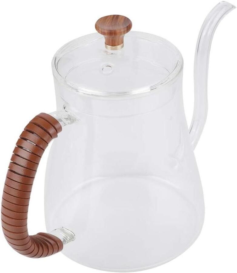 Zwanenhals Ketel Giet Over Ketel Koffie Zetten Hittebestendig Glas 600 ml Houtkleurig