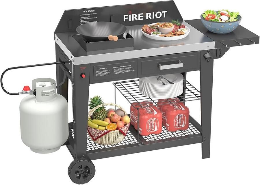 Zware Buiten Wok Kookstation met 50.000 BTU Krachtige 12 6 Carbon Stalen Wok voor Roerbakken en Buiten Koken