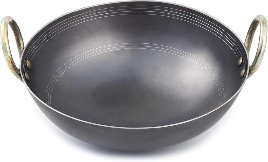 Zware Ijzeren Pan Keuken Kadai Authentiek Koken Gelijkmatige Warmte 3 Liter Inhoud Zwart