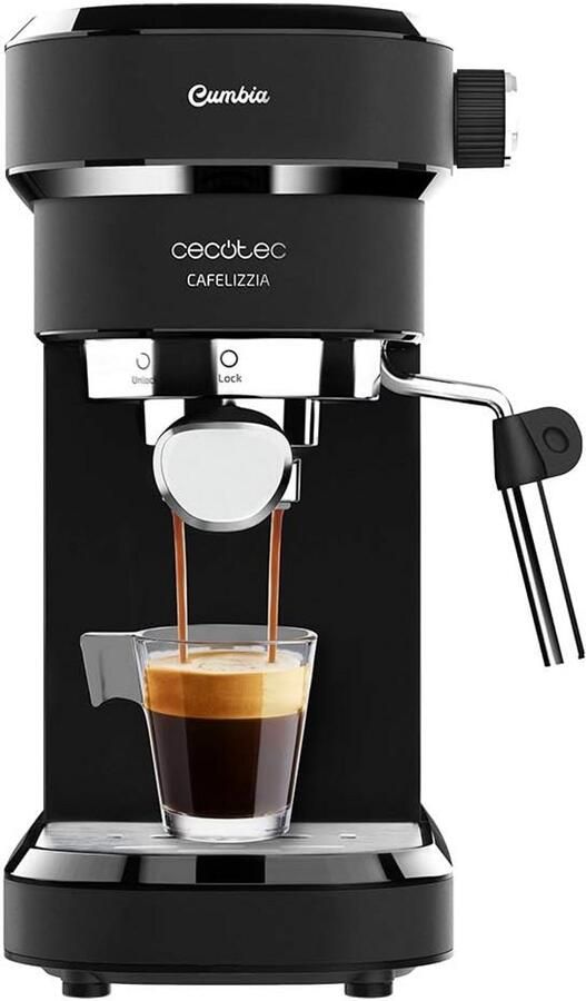 Zwart RVS Espressomachine met 1350W Vermogen en 20 Bar Druk