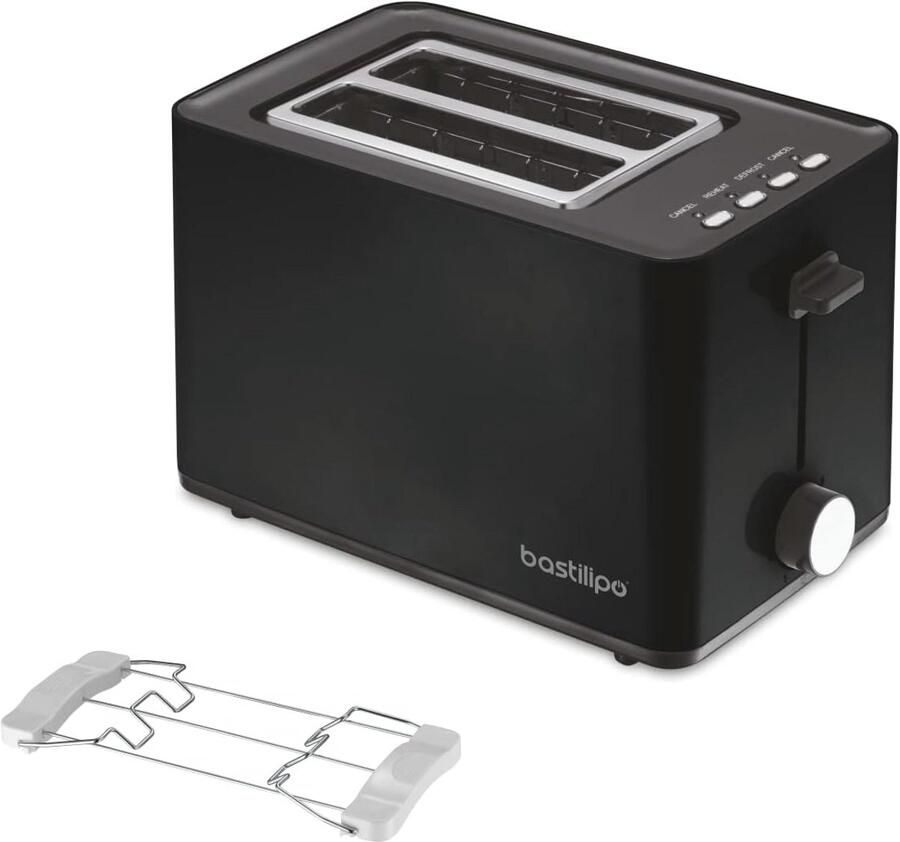 Zwarte 2-Sla Broodrooster 850W met Opwarmfunctie