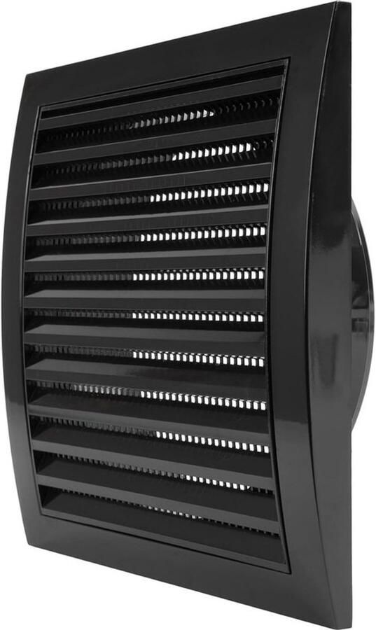 Zwarte afzuigkap 150 mm met ingebouwd ongediertebeschermingsscherm en ventilatierooster