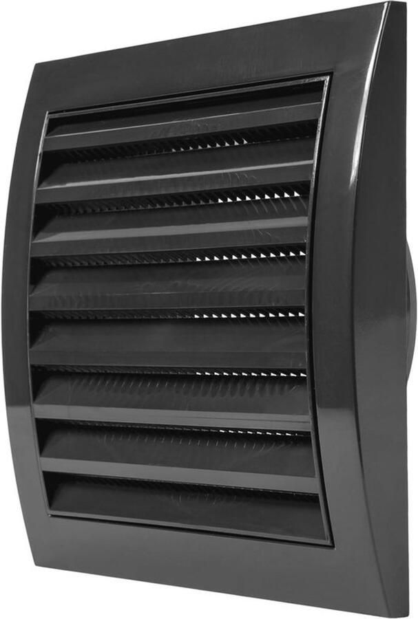 Zwarte afzuigkap 4 inch met ongediertebescherming en ventilatierooster