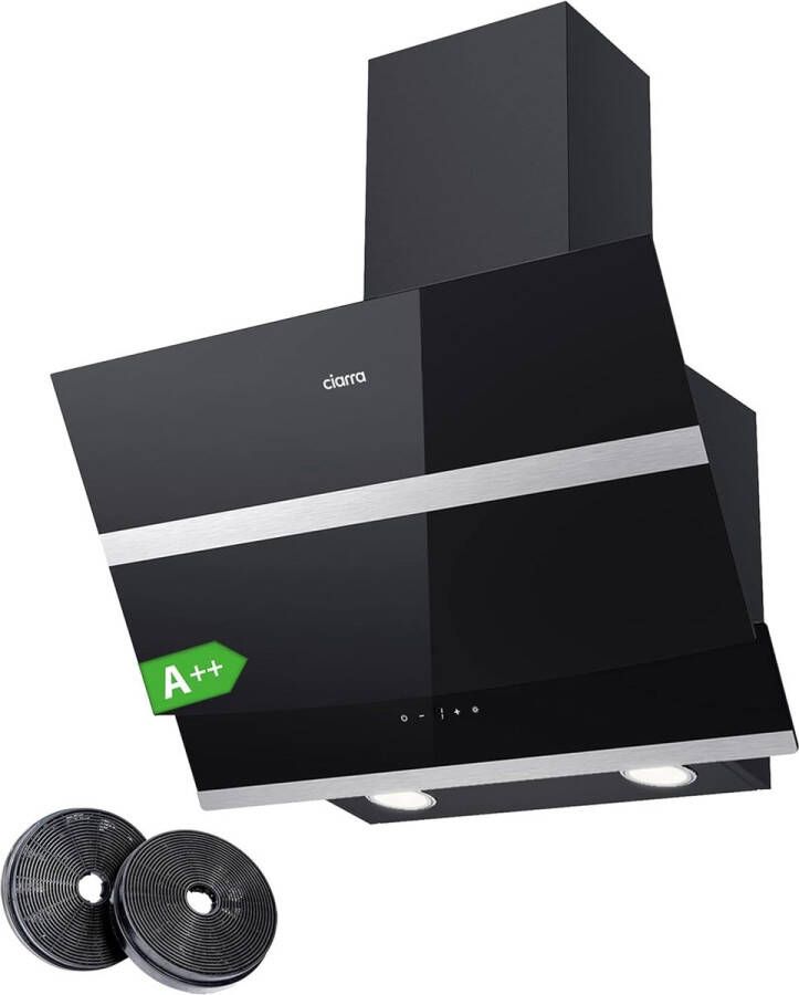 Zwarte Afzuigkap 750 m³ h met Aanraakbediening en LED-verlichting 60cm