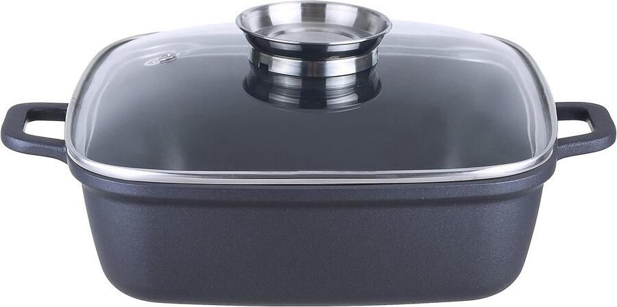 Zwarte Braadpan Santorini 3 8L Gegoten Aluminium met Aromaknop voor Inductie
