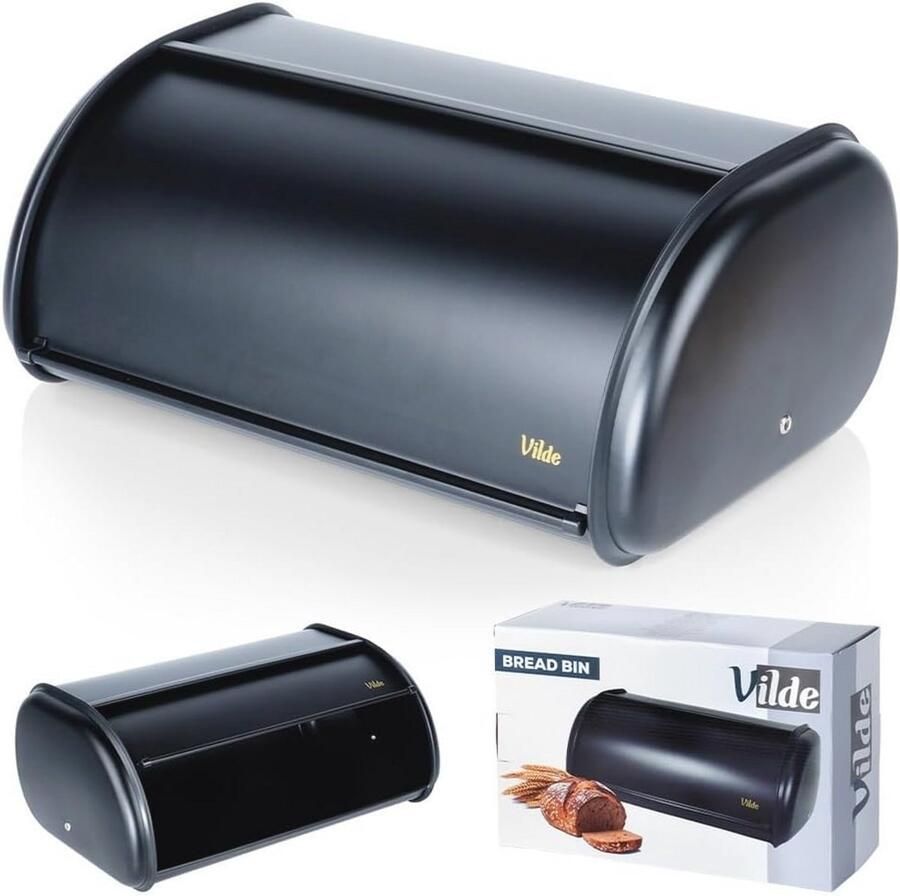 Zwarte Broodtrommel van Staal 43 x 27 5 x 18 5 cm