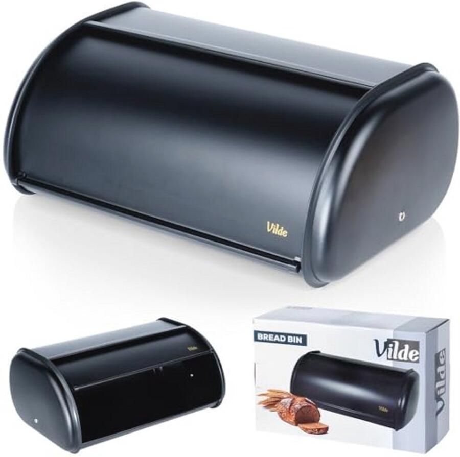 Zwarte Broodtrommel van Staal 43 x 27 5 x 18 5 cm