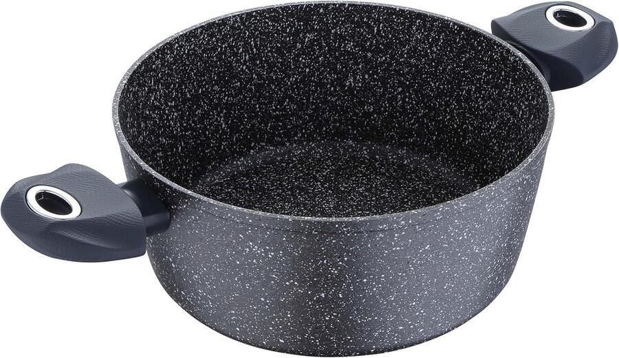 Zwarte Casserolepan 20 cm met Marmeren Anti-aanbaklaag Geschikt voor Inductie