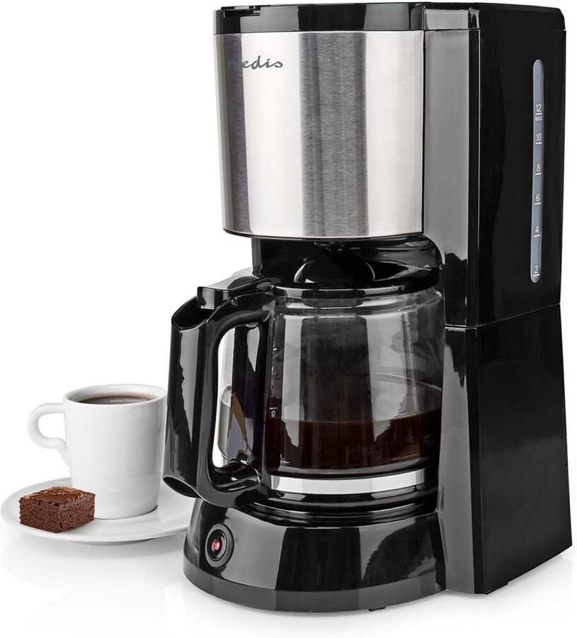 Zwarte Filterkoffiemachine met Glazen Kan 1.5L Capaciteit