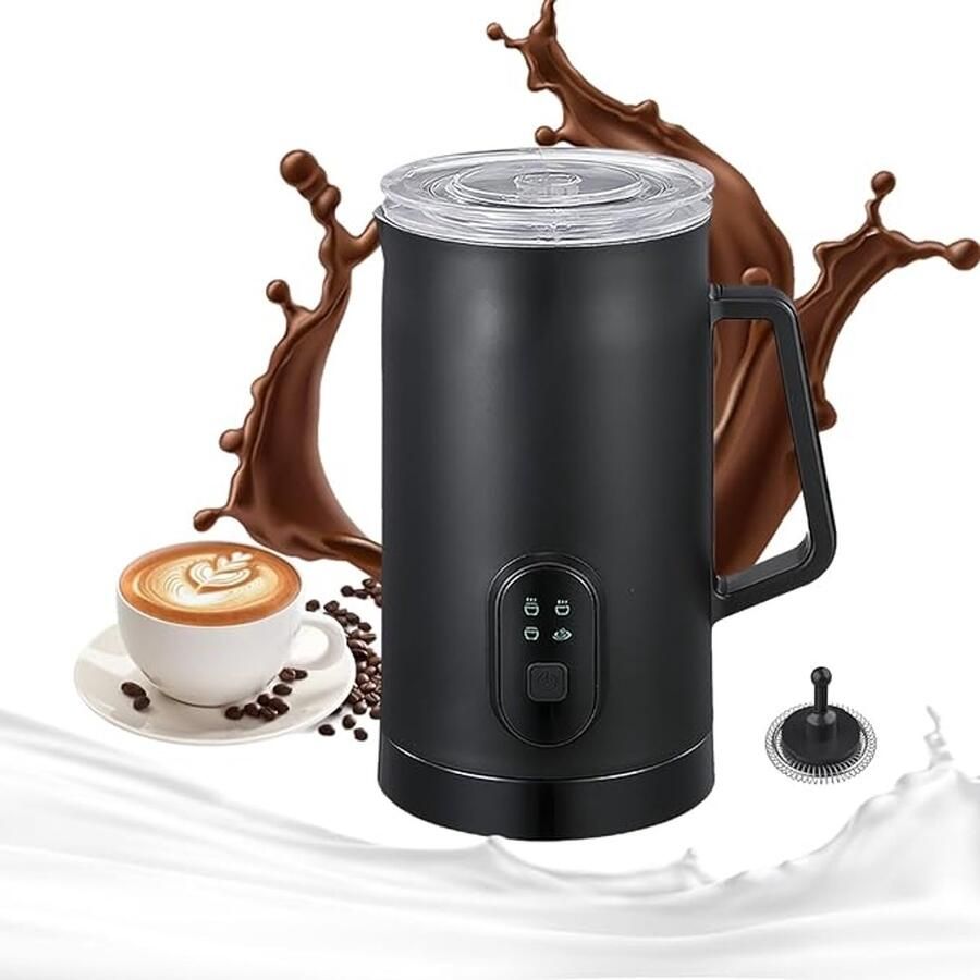 Zwarte melkschuimer 4-in-1 melkschuimer met verwarmingsfunctie automatische melkschuimer voor warme en koude koffie (580 ml 29 oz) latte cappuccino macchiato warme chocolademelk melkstomer met temperatuurregeling (1 wit)