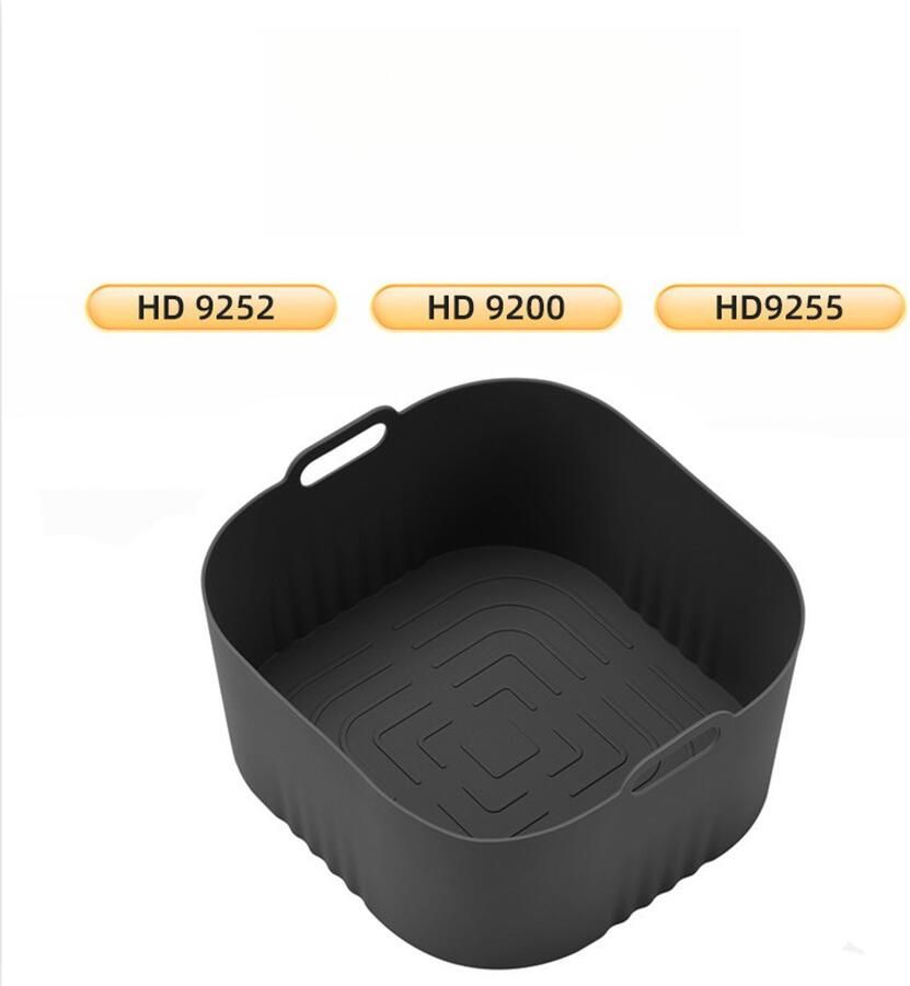Zwarte set van 4 siliconen airfryer matten herbruikbaar antiaanbakmat airfryer gemakkelijk schoon te maken vaatwasmachinebestendig verdikte siliconen bakmat airfryer bakplaat geschikt voor HD9252 HD 9200 HD9255