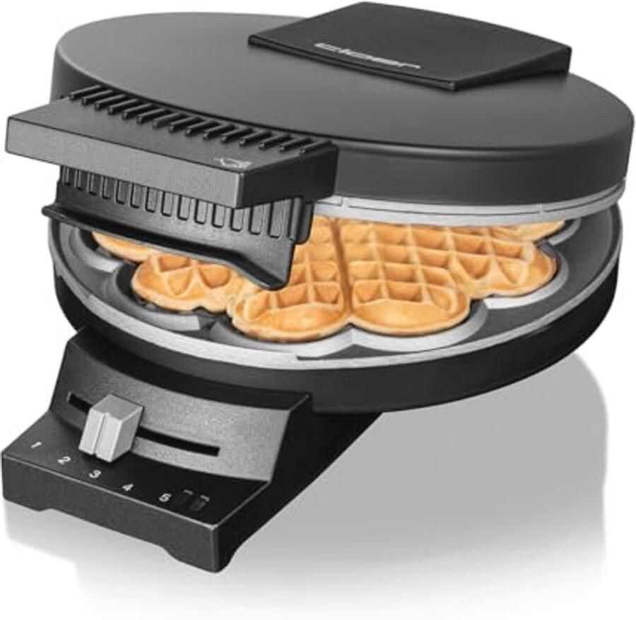 Zwarte Wafelmaker voor Hartwafels – 930W 16 cm Anti-aanbaklaag Robuuste Constructie