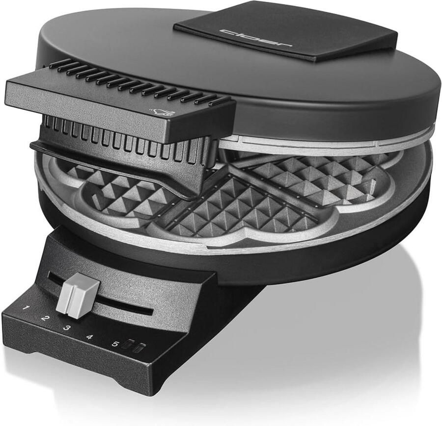 Zwarte Wafelmaker voor Hartwafels – 930W 16 cm Anti-aanbaklaag Robuuste Constructie