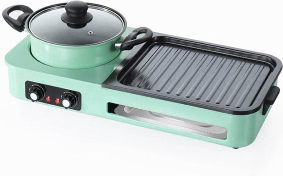 EAFC 3 in 1 Dual Aziatische Shabu HotPot Hot pot Funcooking Grill Gourmetten Fondue 2 tot 3 personen 2000W Anti Aanbak Laag 20cm Lang