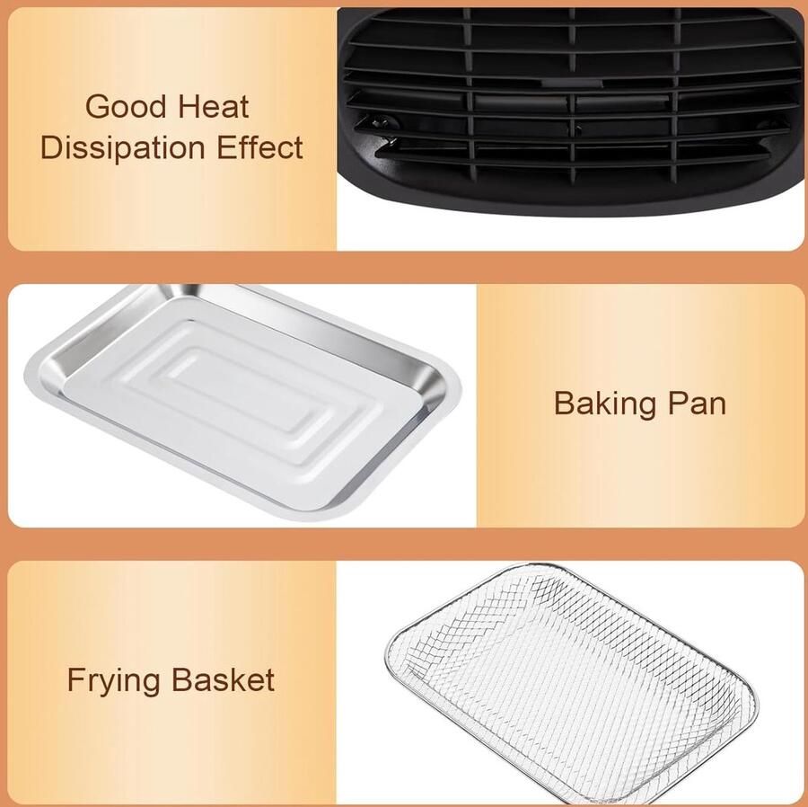 EAFC Airfryer 11L Grote Capaciteit XXL PFAS Vrij programma's Instelbare temperatuur 1400 Watt Tot 6-7 Personen Zwart - Foto 2