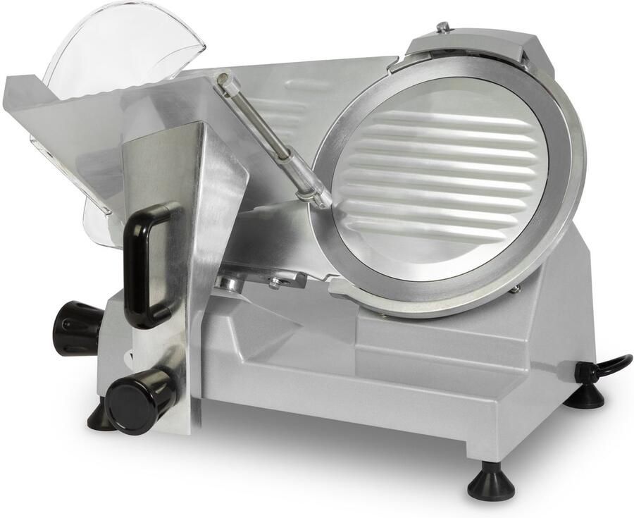 EBERTH VERTES Gastro snijmachine elektrisch met 150 W mes met een diameter van 250 mm snijdikte 0 tot 12 mm universele snijmachine met aluminium behuizing incl. slijpsteen