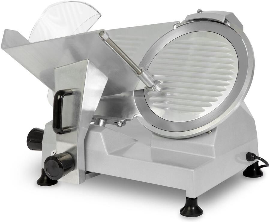 EBERTH VERTES Gastro-snijmachine elektrisch met 250 W mes met een diameter van 300 mm snijdikte 0 tot 15 mm universele snijmachine met aluminium behuizing incl. slijpsteen