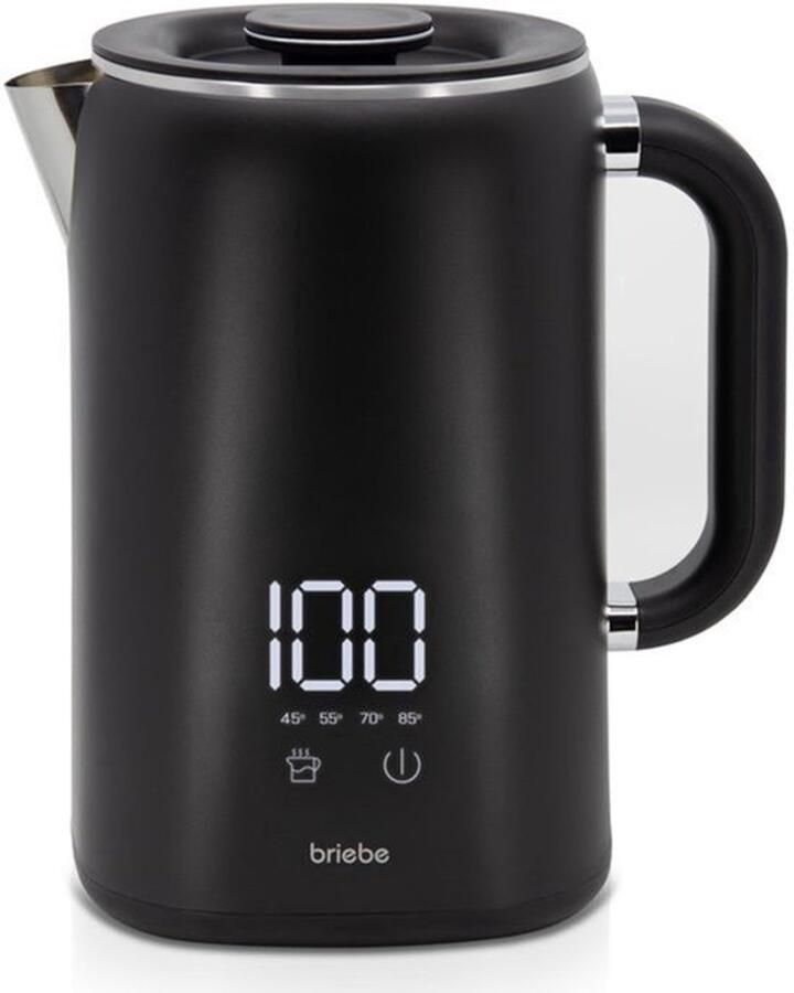 EBoil Elektrische Waterkoker 1 7 l Digitale Temperatuurregelaar 45°C tot 100°C warm-functie 1500 W Roestvrij Staal Binnen BPA-vrij 360° Basis -Controller Zwart