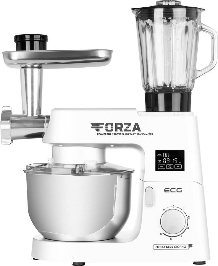 ECG FORZA 5500 Giorno Bianco Keukenmachine 6 5 liter 1500 W