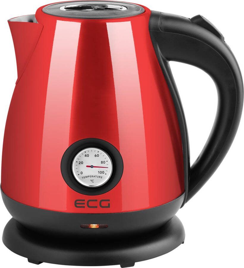ECG RK 1705 Metallico Rosso Waterkoker RVS Watertemperatuurindicator