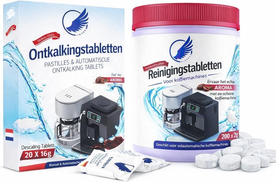 Ecoclean 200 Reinigingstabletten Koffiemachine – 20 Ontkalkingstabletten Voor Volautomatische Koffiemachines & Espressomachines – Verwijdert Koffievet & Resten