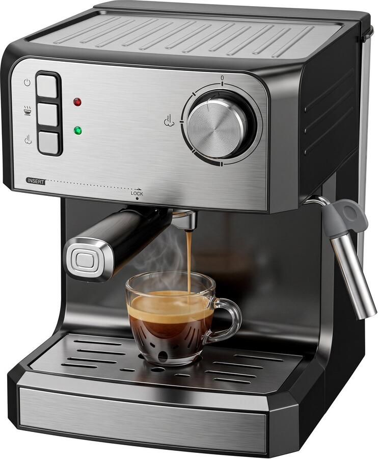 ECTEATOY espressomachine piston pistonmachines met Melkopschuimer Koffiemachine 20 Bar 1 6L Watertank 850W Zwart