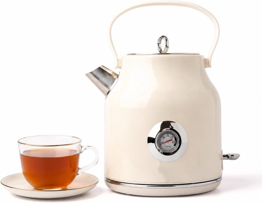 ECTEATOY TEKROA Elektrische Waterkoker 1 7 Liter met Temperatuurmeter RVS 360° Draaibaar 2000W Snelkookfunctie