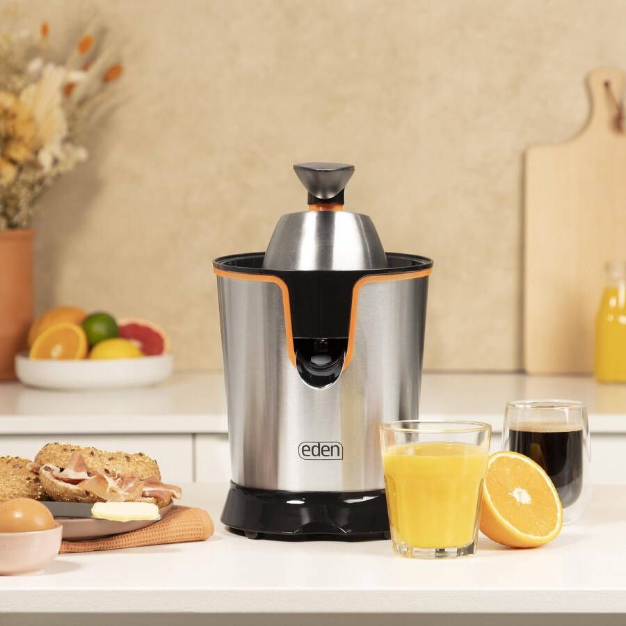 Eden Appliances Citruspers electrisch Eden ED-7001 Sinaasappelpers elektrisch – Juicer Citruspers RVS behuizing – 2 perskegels 350 Watt
