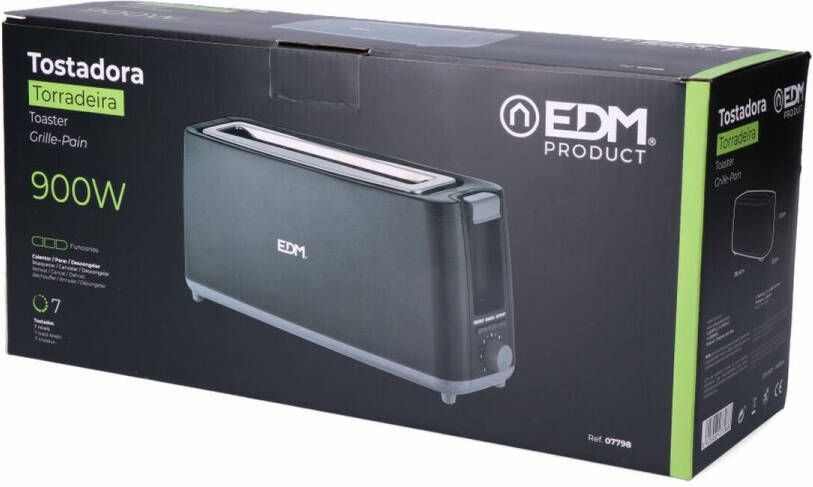 EDM Product Broodrooster EDM 07798 Black Design 900 W Lang
