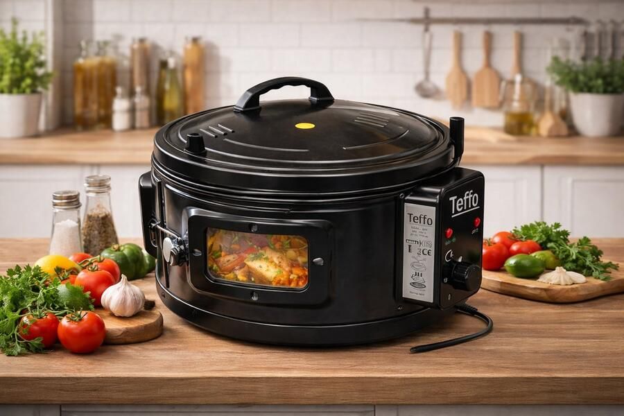 EFFO Ronde Elektrische Oven 42L – Vrijstaande Elektrische Oven met Thermostaat voor Grote Gerechten