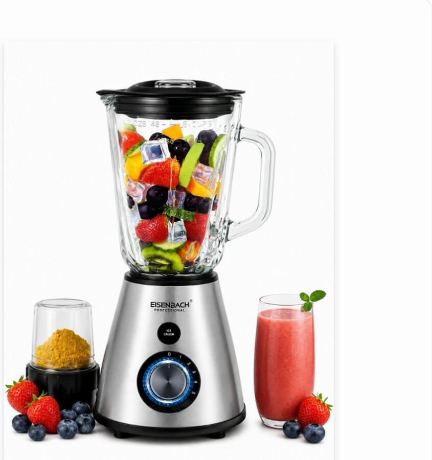 Eisenbach Professional Eisenbach elektrische Blender to go Met Draagbare Smoothie-Beker 1.5L-800W
