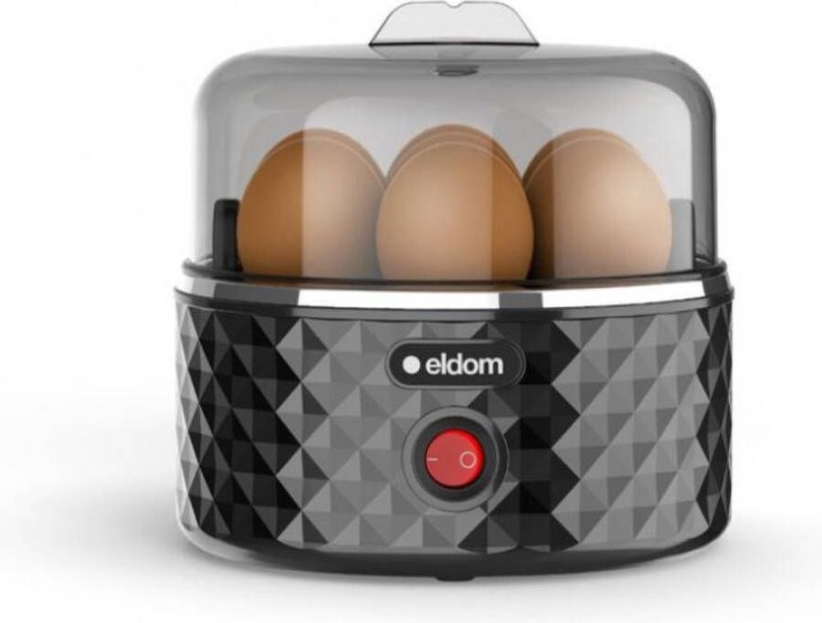 Eldom Eierkoker electrisch Geschikt voor 7 eieren RVS Inclusief maatbeker en alarm Energiezuinig Camping Zwart Design Diamond - Foto 1