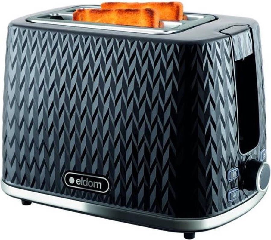 Eldom Toaster Broodrooster Retro Zwart Vintage Geroosterd brood Toaster met Cool Wall Ontdooi en Opwarmfunctie