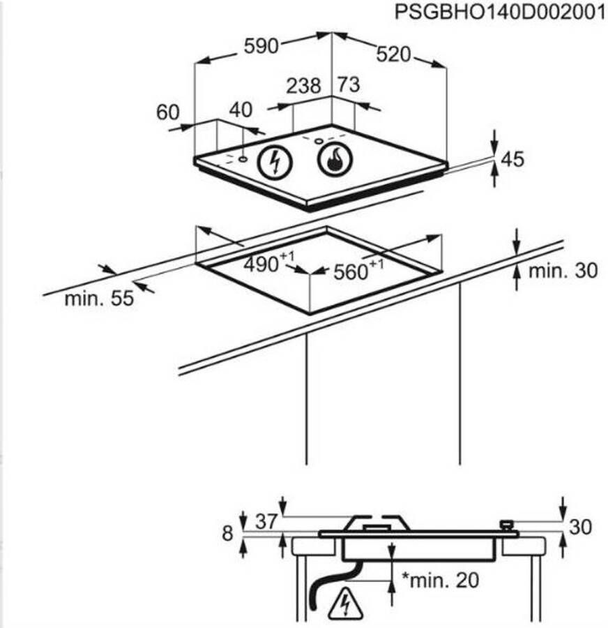 Electrolux EGS6436WW kookplaat Wit Ingebouwd Gaskookplaat 4 zone(s)