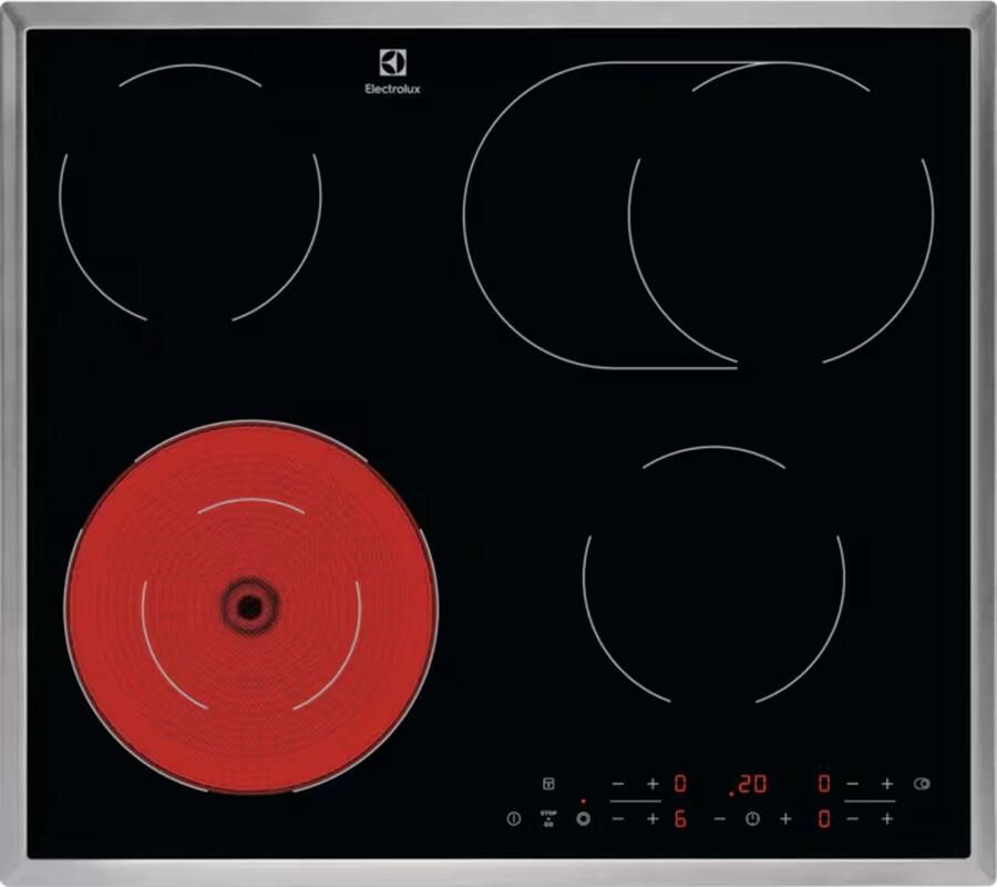 Electrolux LRR6436M – 60 cm Keramische Kookplaat – 4 Zones 2 Uitbreidzones – Zwart Glanzend – Touch-bediening