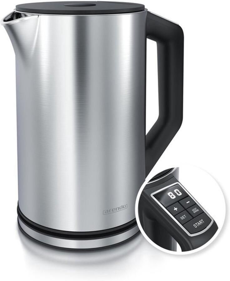 Elegante roestvrijstalen waterkoker met temperatuurinstelling 40 100 graden in 5 stappen dubbelwandig ontwerp elegant model 1 5 liter 2200 W waterkoker met temperatuurweergave GS zilver