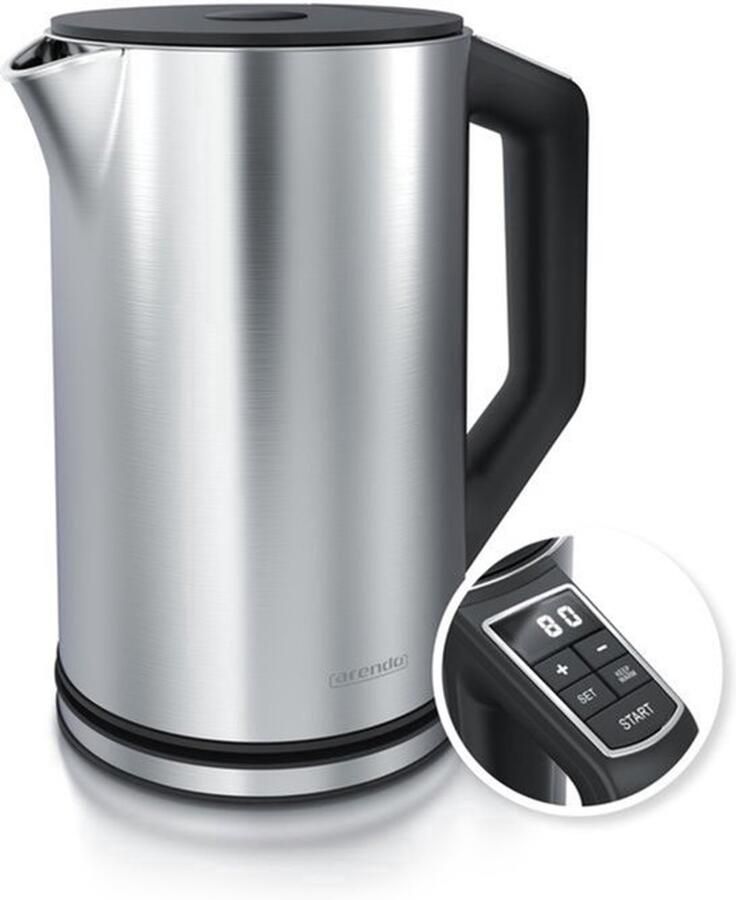Elegante roestvrijstalen waterkoker met temperatuurinstelling 40 100 graden in 5 stappen dubbelwandig ontwerp elegant model 1 5 liter 2200 W waterkoker met temperatuurweergave GS zilver