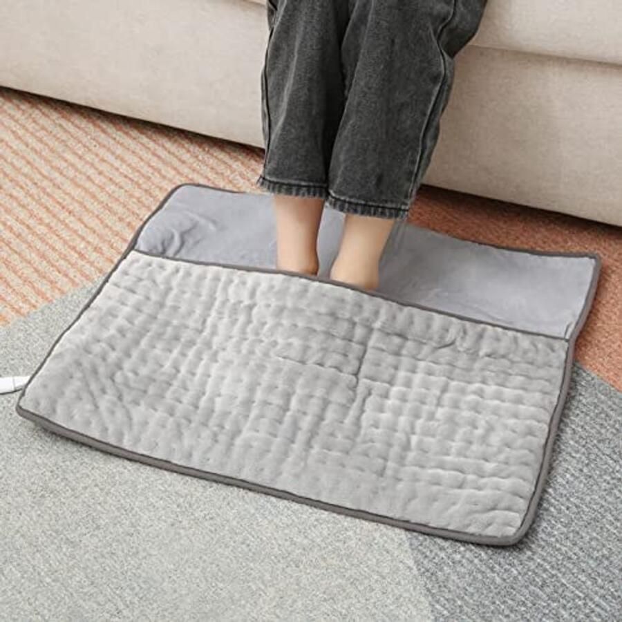 Elektrisch verwarmde voetwarmer elektrisch voetverwarmingskussen met 3-traps temperatuurinstelling snel opwarmen oververhittingsbeveiliging elektrisch verwarmde voetenwarmer (58 x 52 cm)