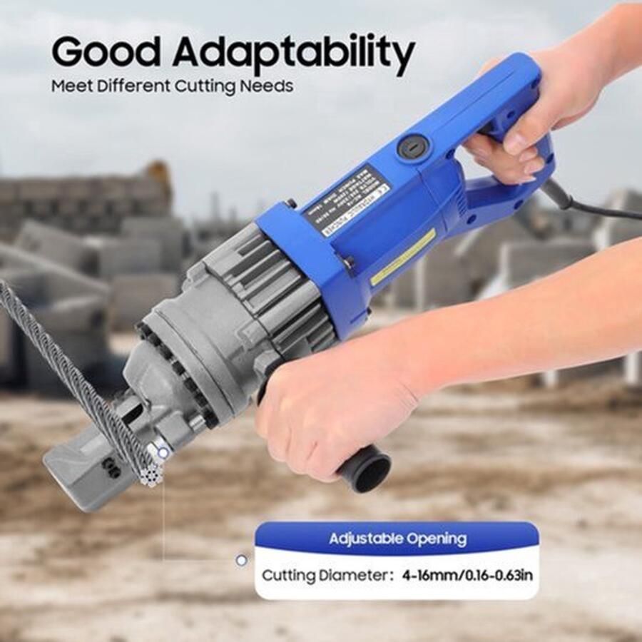 Elektrische Betonstaalzaag Blauw 900 W Vermogen 4-16 mm Snijbereik Hydraulisch Voor Bouwplaatsen