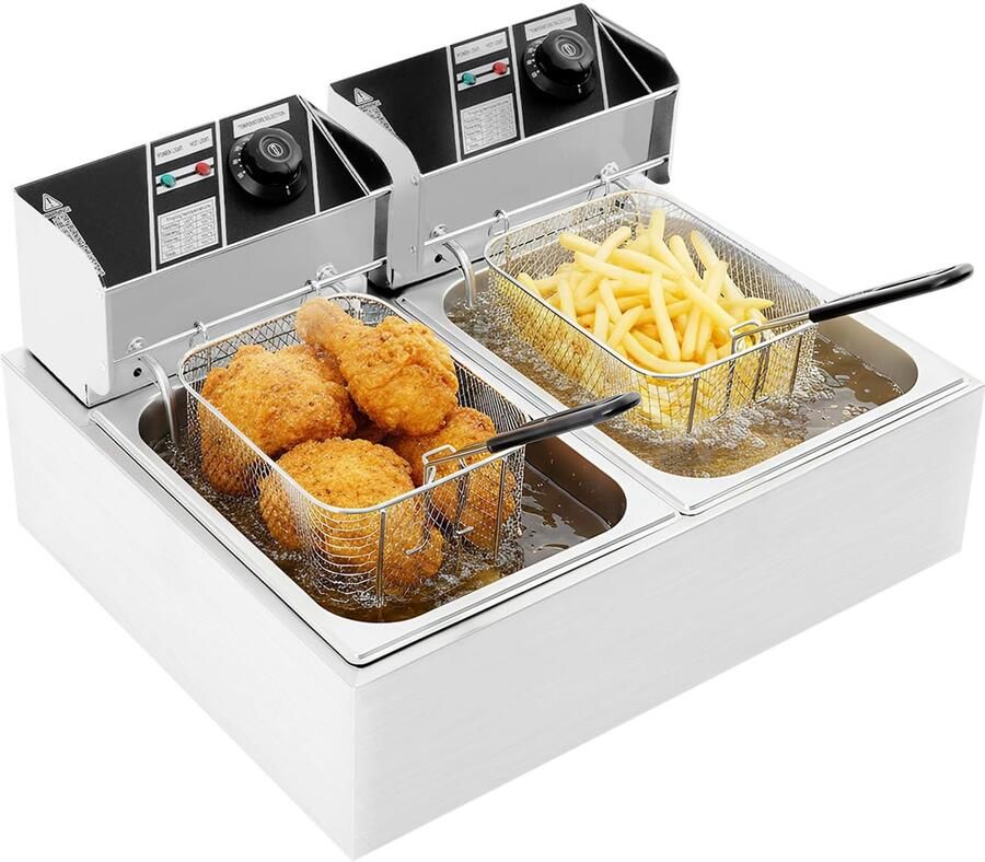 Elektrische Dubbele Friteuse 2 x 6 L