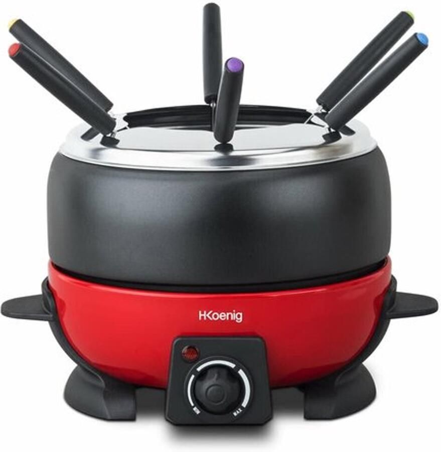 Elektrische Fonduepan 800 W 2 Liter Inhoud Rood Staal Vleesfondue Set Fondueapparaat