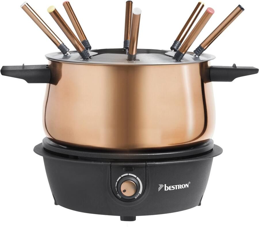 Elektrische Fondueset voor 8 Personen – 1500W – Traploze Temperatuurregeling – 1 5 Liter – Spatbescherming – Koperkleurig