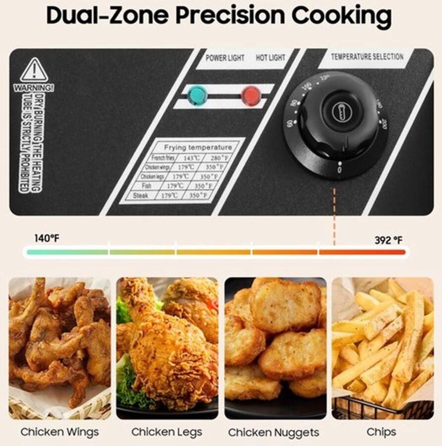 Elektrische Friteuse Dubbele Tank 5000 W Vermogen 11 Liter Inhoud Roestvrij Staal Voor Restaurants En Snackbars