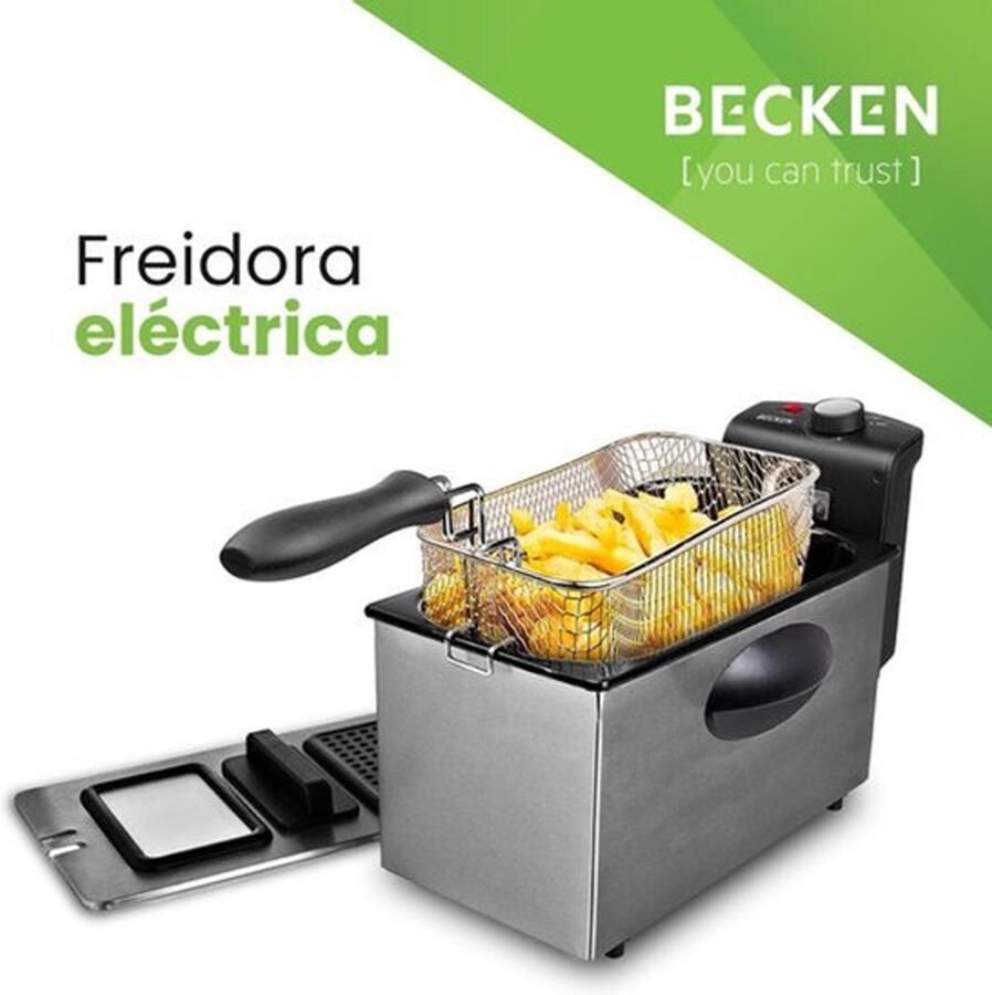 Elektrische friteuse inhoud 3 l 2000 W regelbare thermostaat roestvrij staal en zwart