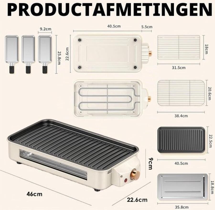 Elektrische grill 2-in-1 1700W voor 5-8 personen Koreaans