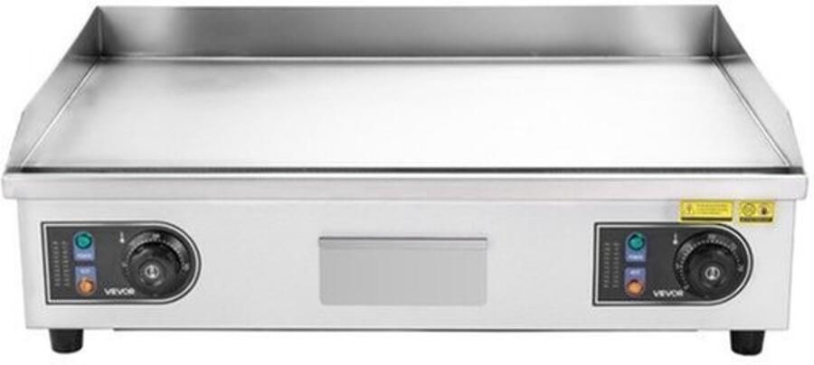 Elektrische Grillplaat 4000 W Groot Grilloppervlak 655 x 400 mm Roestvrij Stalen Behuizing Vlakke Plaat Professionele Bakplaat