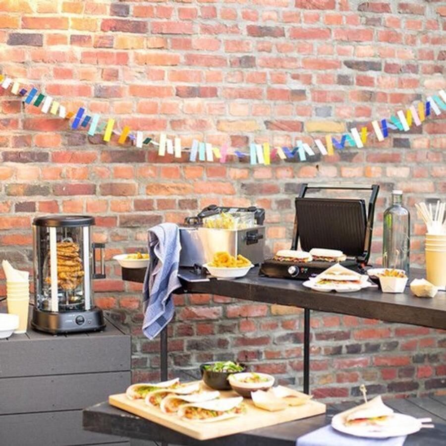 Elektrische Grillplaat Verticaal 1500 Watt Vermogen 2 5 Kg Inhoud Roestvrij Staal Voor Vlees En Gevogelte