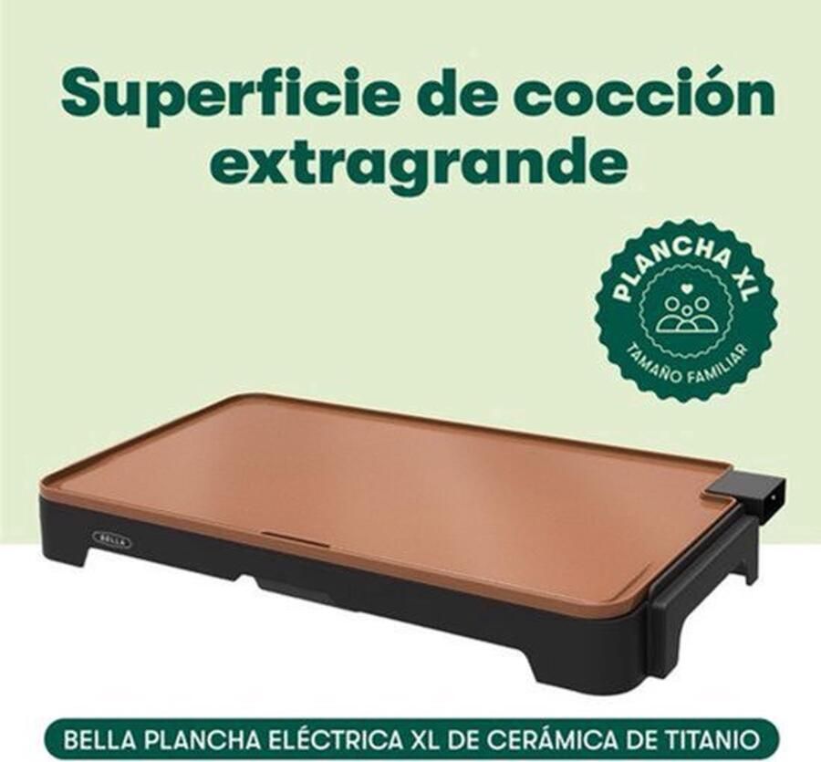 Elektrische Grillplaat XL Keramisch Titanium 1500 W Vermogen 30 7 x 58 5 cm Groot Kookoppervlak Koper Kleur Anti-aanbakplaat